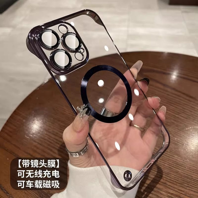 Plastic Dustproof Net Electroplating Frameless Phone Case I Magnetic Hard Shell