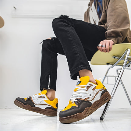 Men's Skateboard Shoes Breathable Sneakers with Lace-Up Closure, Non-Slip Rubber Sole