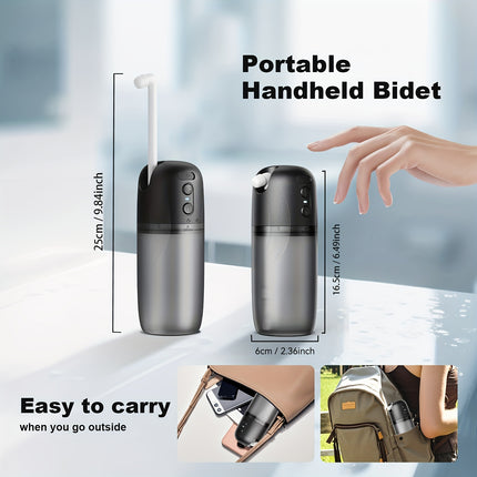 Electric Portable Bidet for Travel & Home, 230ml Tank, 3 Pressure Modes, 8 Nozzles