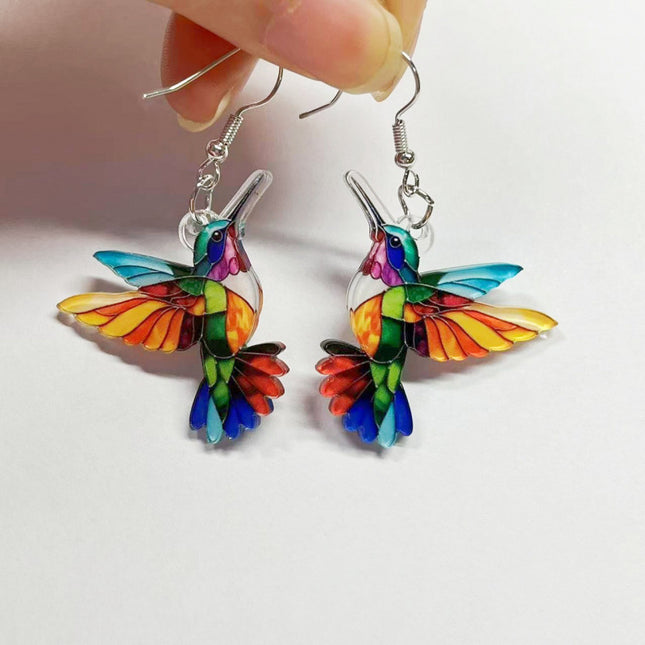 Colorful Bird Acrylic Earrings Vintage Necklace