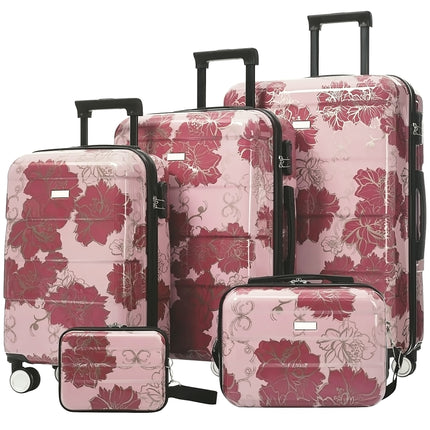 Luggage Sets New Model PC 5pcs, Hardside Lightweight Durable 20' 24' 28' Suitcases  with 8' 14' Cases, Suitcase with Lock Spinner Wheels