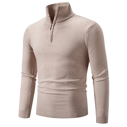 Zip-up Turtleneck Pullover Men's Long Sleeved Sweater