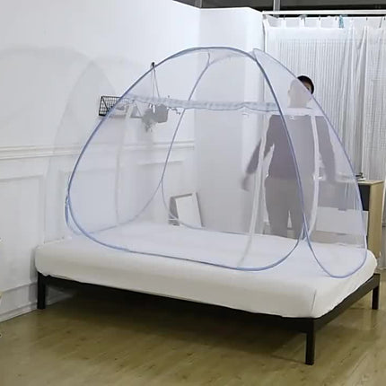 Easy Pop-Up Mongolian Yurt Mosquito Net - 100% Polyester Canopy with Steel Wire Frame - 360-Degree Protection, Portable & Foldable Bed Tent with U-Shaped Zipper - Breathable & Washable - Insect Shield for Bedroom Comfort & Ou