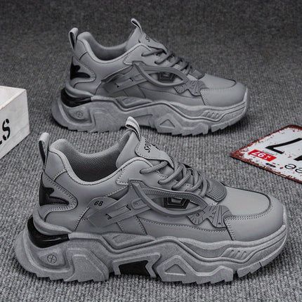 Lightweight White Sneakers with Thick Soles for Casual Wear, Designed for Men