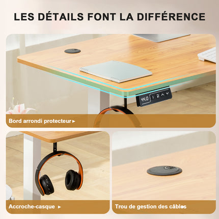 Electric Sit-Stand Desk 160 x 70, Height-Adjustable Table with 2 Memory Settings for Office and Bedroom