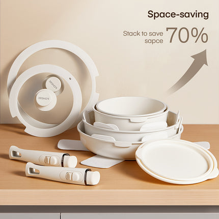 Pots And Pans, Pots with Removable Handle, Non-stick Ceramic Coating, 20cm 28cm Frying Pan