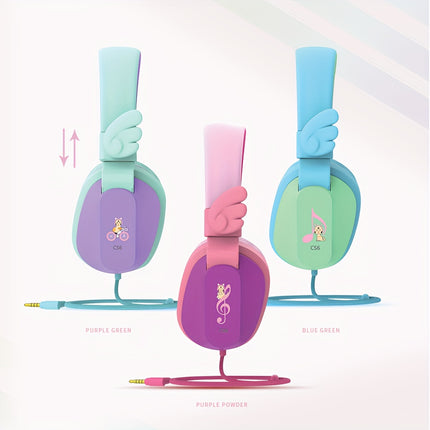 Lightweight Foldable Over-Ear Stereo Headset With Safe Volume Control & Built-in Mic