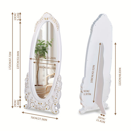 53"x27" Full Body Floor Mirror Standing, Full Wood Frame, Sturdy Support,