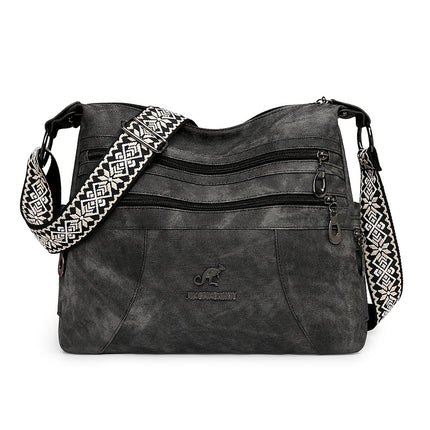 Women'S Retro Bohemian Crossbody Bag with Adjustable Strap - Solid Color Olive Green Tote Handbag