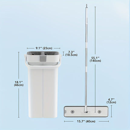 1 Set Hand-free Wash Flat Mop with 2 Mop Pad, Wet and Dry Cleaning, Dust Removal,