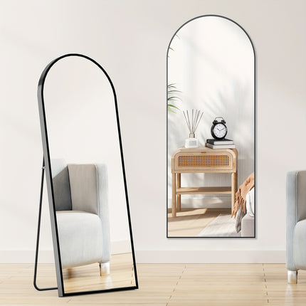 64"x21"/59"x16" Size With Stand, Tall Full Body Mirror, Hanging Or Leaning For Wall, Aluminum Alloy Thin Frame