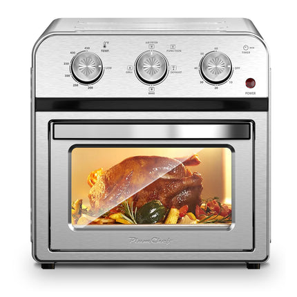 Family Size Air Fryer Toaster Oven Combo,13QT,360° Hot Air Circulation for Healthy Oil-Free Cooking, Multifunctional Convection Contertop Oven, Adjustable Time & Temp Control, Stainless Steel