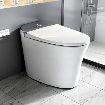Smart Toilet with Foam Shield, Zero Water Pressure Flush, Heated Seat, Warm Water Sprayer & Dryer, Auto Flush & Close, Remote Control
