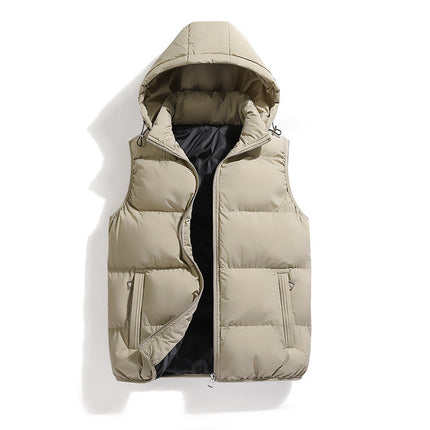 Cotton Casual Detachable Hooded Thickened Thermal Vest