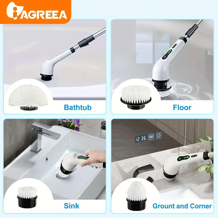 Electric Spin Scrubber, Household Wireless Cleaning Brush, Two-Speed Cleaning Speed
