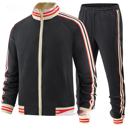 Men's Casual Sports Suit Color Matching Two-piece Set