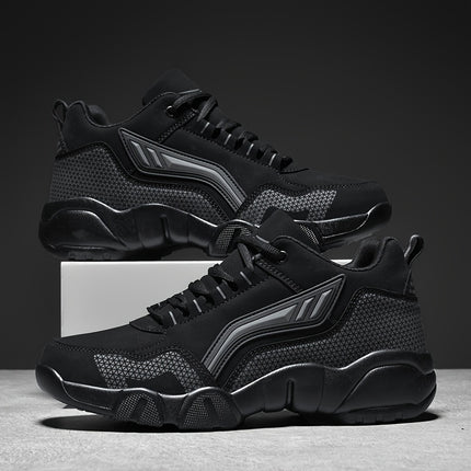 Men'S Lace-Up Sneakers - Thick Cushioned Platform Shoes with Non-Slip Rubber Sole