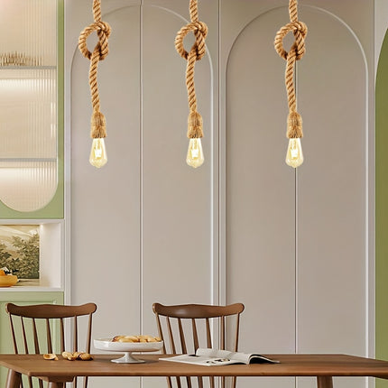 2Pcs rural retro tropical style hand woven hanging chandeliers, E27 bulb base, restaurant bar counter