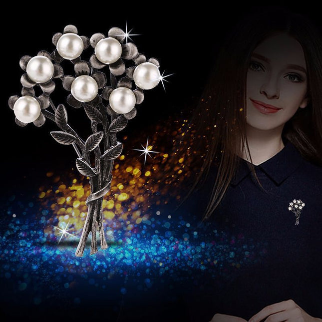 Semi-precious Stone Bouquet Chest Pin All-match Clothing