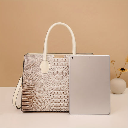 Handbag with Golden-Tone Hardware, Detachable Shoulder Strap & Zipper Closure