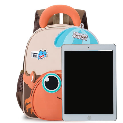 personalized large capacity backpack, stylish cartoon backpack, cute crab pattern, zipper closure