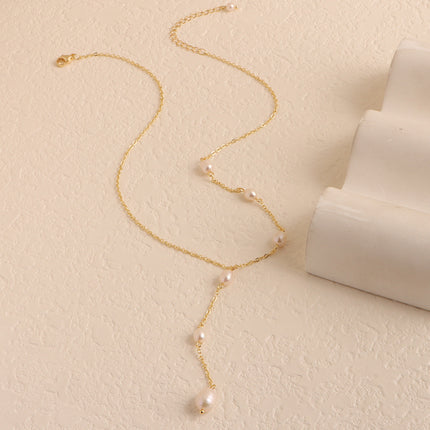 Freshwater Pearl Necklace 925 Silver Design Sense Senior Light Luxury