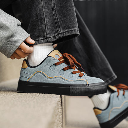 Men's Four Seasons Korean-Inspired White Low-Top Sneakers