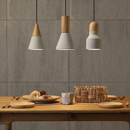 Loft Industrial Style Oak Cement Chandelier Nordic Living Room