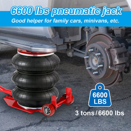 Pneumatic jack Adjustable Folding Handle Air Cushion Lifter 3T/6600Lbs Multi-Function