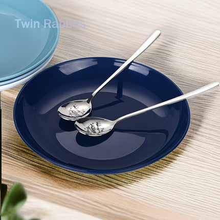 4 Unbreakable 9-Inch Plastic Plates, Microwave And Dishwasher Safe, Dinnerware Set for Home RV Party (Blue Series)