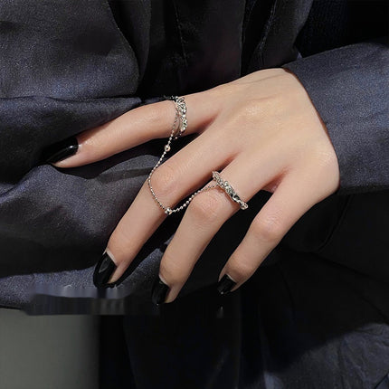 Womens Fashion Textured Chain Open Ring