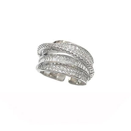 Silver Zircon Versatile Vintage Dainty Open Adjustable Ring