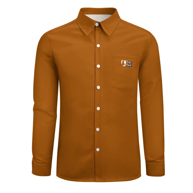 Peach Velvet Casual One Pocket Long Sleeve Shirt