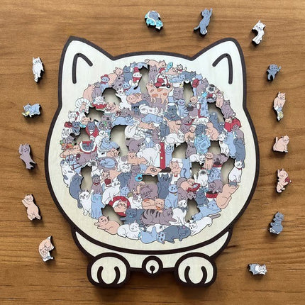 Morandi Cat-shaped Wooden Puzzle