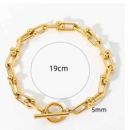 Exaggerated U-shaped Horseshoe Buckle Thick Chain Bracelet