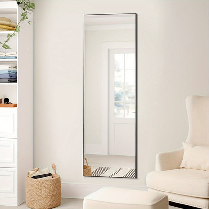 Full Body Mirror, Large Mirror, Bedroom Mirror With Black Aluminium Frame, Black, 65"x22"