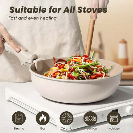 20pcs Pots And Pans Set,stick Ceramic Cookware Set With Removable Handles.