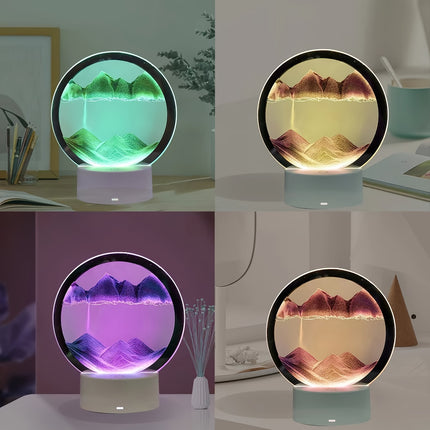 3D LED Quicksand Art Desk Lamp with Adjustable Brightness – Modern Landscape Night Light for Bedroom