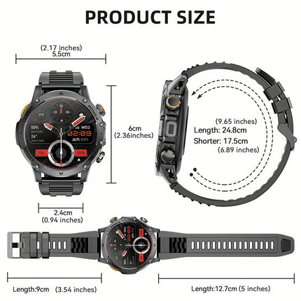 Sports Men'S Smart Watch 1000mAh Extra Large Battery, With 50+ Ultra Long Standby Time, 1.7-inch Wireless Call WaterprooF