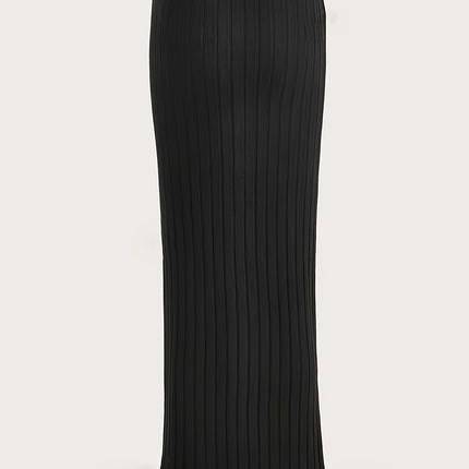 4-Pack Women'S Casual Knit Skirts, Solid Color Polyester Midi Skirts Comfortable Stretchy Skirts Set