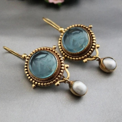 Inlaid Pearl Vintage Style Earrings