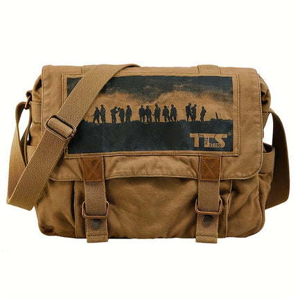 Camping Canvas Satchel Messenger Bag, Vintage Style Casual Travel Crossbody Bag