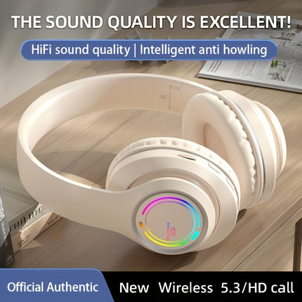 Wireless Over-Ear Headphones with Multi-Color LED Lights - Comfortable, Foldable Design