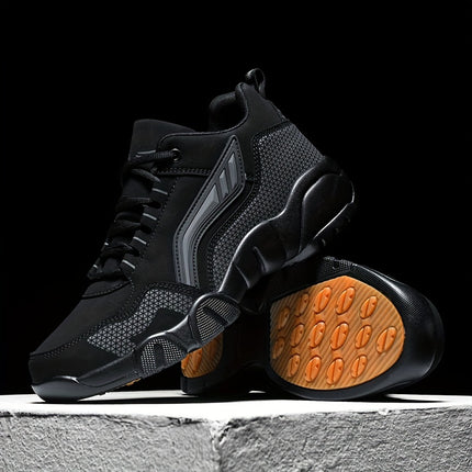 Men'S Lace-Up Sneakers - Thick Cushioned Platform Shoes with Non-Slip Rubber Sole