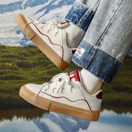 Men's Four Seasons Korean-Inspired White Low-Top Sneakers
