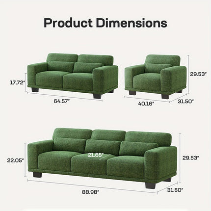 Sofa Couch For Living Room, Modern Couch With Deep Seats Wide Armrests, Comfy Sofa