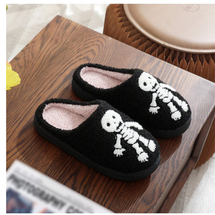 Halloween Funny Spider Ghost Scary Flat Indoor House Shoes For Women Men Soft Plush Cozy Horror Halloween Gifts