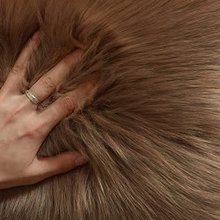 1pc Coffee Brown Faux Fur Plush Area Mat - Soft, Non-Slip,