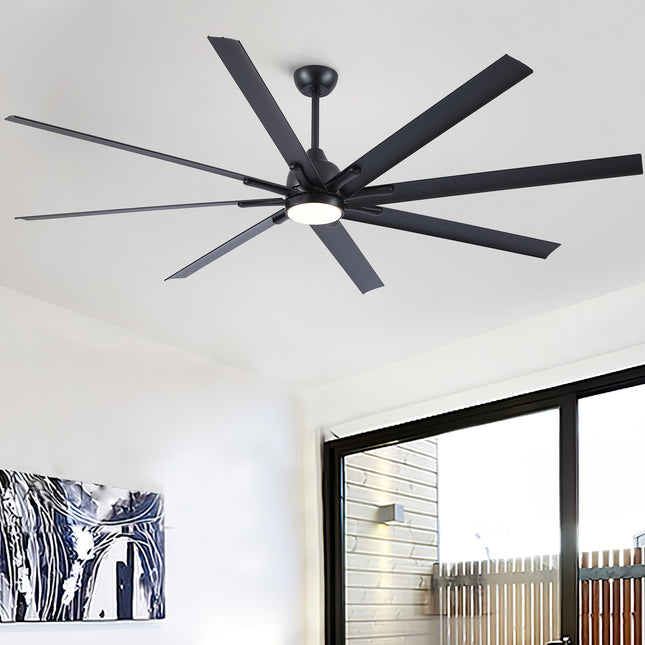 84 In Super Large Black Ceiling Fan with Remote Control 8 Blades