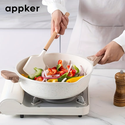 Appker White Granite Induction Cooking Set, Kitchen Cookware Collection Including Frying Pan, Pot